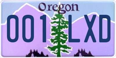 OR license plate 001LXD