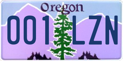OR license plate 001LZN