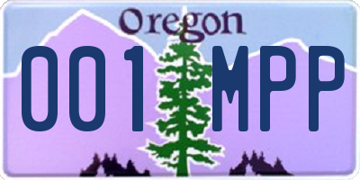 OR license plate 001MPP