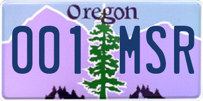 OR license plate 001MSR