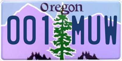 OR license plate 001MUW