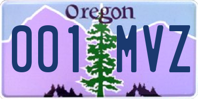 OR license plate 001MVZ