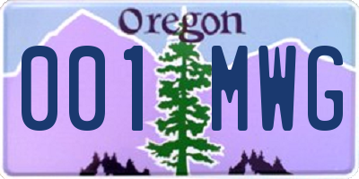 OR license plate 001MWG