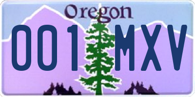 OR license plate 001MXV