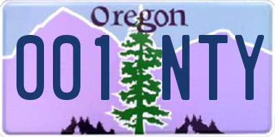 OR license plate 001NTY