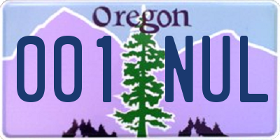 OR license plate 001NUL