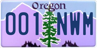 OR license plate 001NWM
