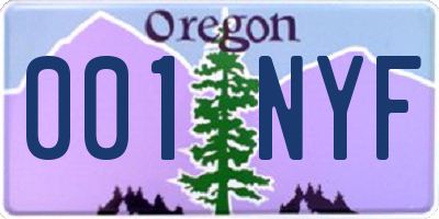 OR license plate 001NYF