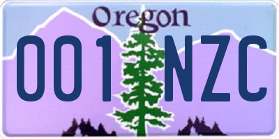 OR license plate 001NZC