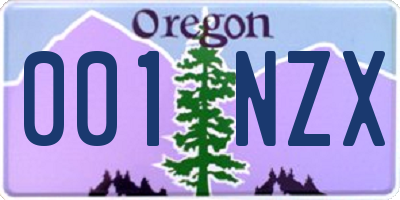 OR license plate 001NZX