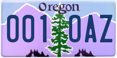 OR license plate 001OAZ