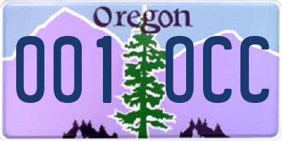 OR license plate 001OCC