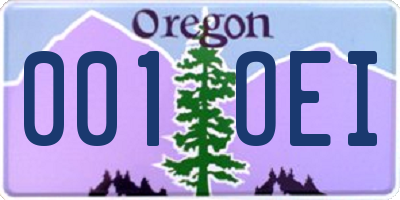 OR license plate 001OEI