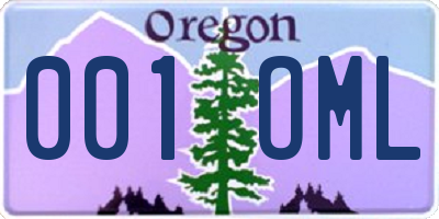 OR license plate 001OML