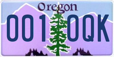 OR license plate 001OQK