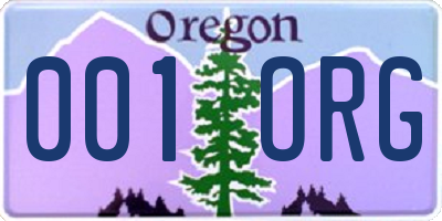 OR license plate 001ORG