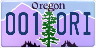 OR license plate 001ORI