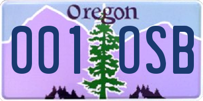 OR license plate 001OSB