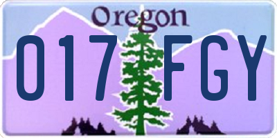 OR license plate 017FGY