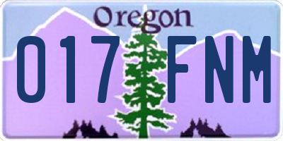OR license plate 017FNM