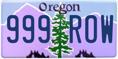 OR license plate 999ROW
