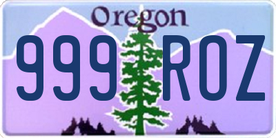 OR license plate 999ROZ
