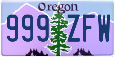 OR license plate 999ZFW