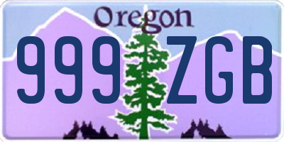 OR license plate 999ZGB