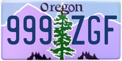 OR license plate 999ZGF