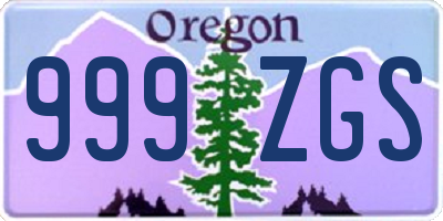 OR license plate 999ZGS