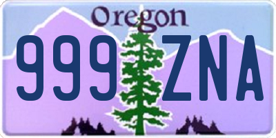OR license plate 999ZNA