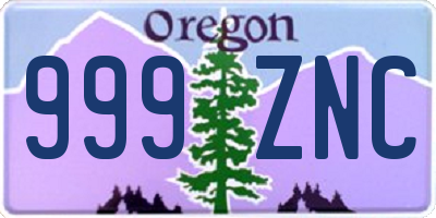 OR license plate 999ZNC