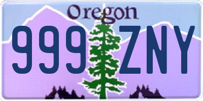 OR license plate 999ZNY