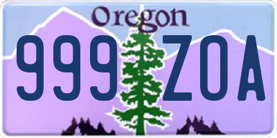 OR license plate 999ZOA