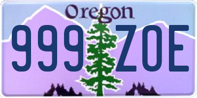 OR license plate 999ZOE