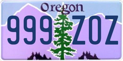 OR license plate 999ZOZ