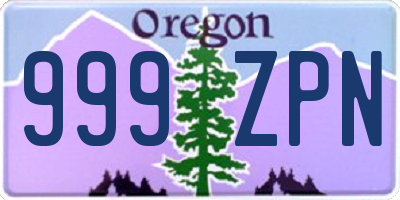 OR license plate 999ZPN