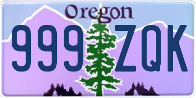 OR license plate 999ZQK