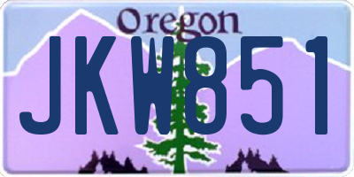 OR license plate JKW851