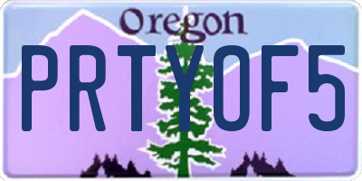 OR license plate PRTYOF5