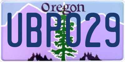 OR license plate UBP029