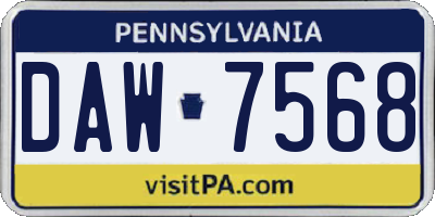 PA license plate DAW7568