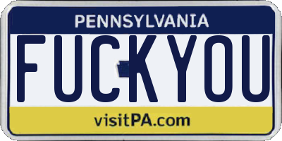 PA license plate FUCKYOU