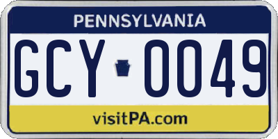 PA license plate GCY0049