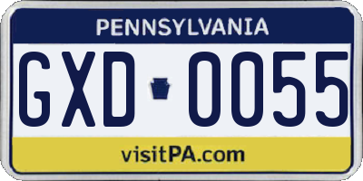PA license plate GXD0055