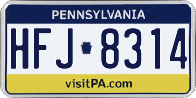 PA license plate HFJ8314