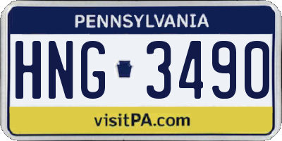 PA license plate HNG3490
