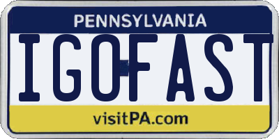 PA license plate IGOFAST