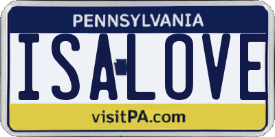 PA license plate ISALOVE
