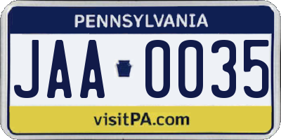PA license plate JAA0035